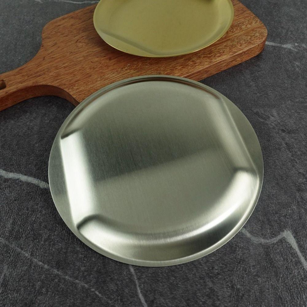 Portable Fruit Plate 304 Stainless Steel Condiment Serving Tray Dessert Plate Tableware Supplies