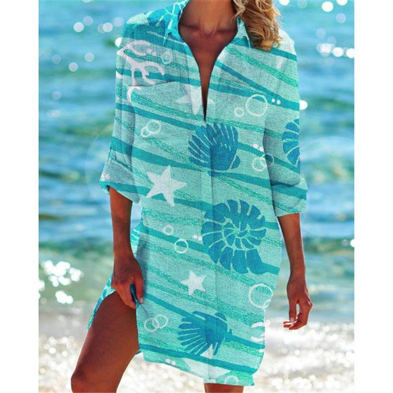 Women's Bikini Cover Up Shirt Swimwear Cardigan Printed Vacation Beach Sexy And Stylish Beachwear Ideal For Summer Pool And Beach Activities
