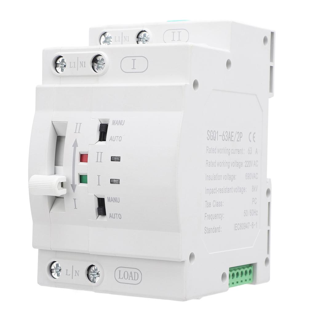 Double Power Automatic Transfer Switch SGQ1-63AE 2P 63A Generator Changeover Switch Double Power Electrical Selector