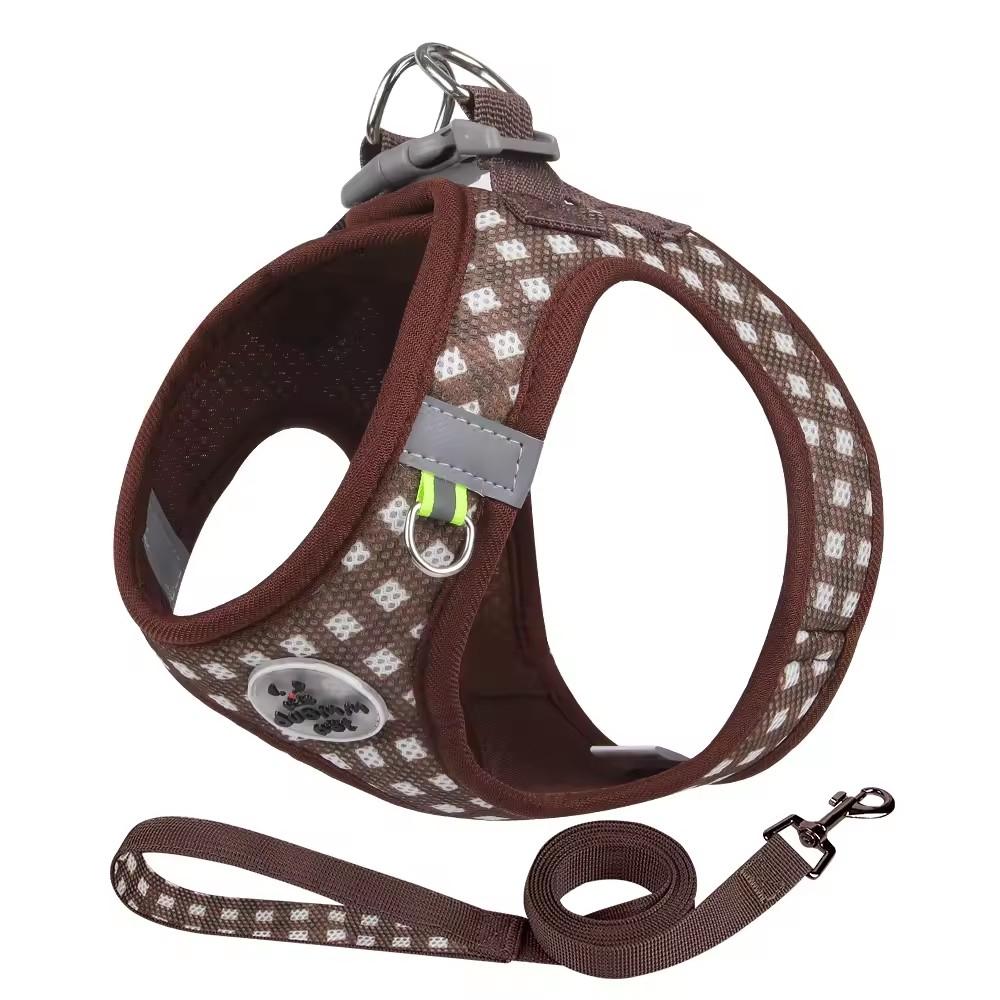 Checkered Pet Harness Kitten Strap Eye Catching Color Puppy Anti Loss Strap Outdoor  Adjustable Reflective Chest Strap