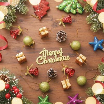 Christmas Tree Decoration Items Merry Xmas Cutout Flowers Gifts Bells Balls (Pack of 15) Hanging Ornaments Props Christmas Decorations