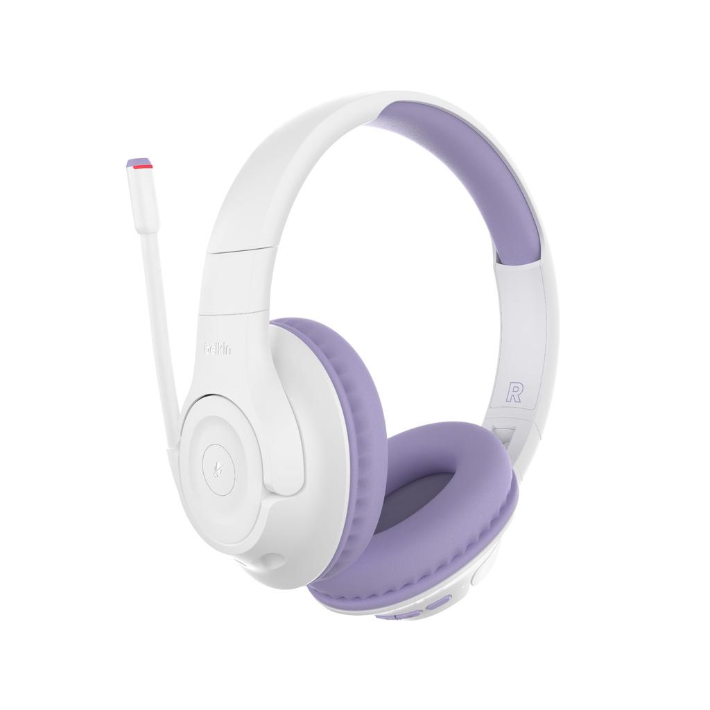 Belkin Junior Wireless Headset with Boom 85dB Volume Limiting 35 Hours of Continuous Bluetooth AUD006btLV Microphone, Function, Playback, 5.2