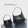 2024 High-End Women's Black Textured Shoulder Bag - Versatile White Fashion Messenger Bag