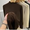 Damen Winter Strickpullover mit Samtfutter - Halber Rollkragen, Einfarbig, Warmes Innenoberteil