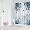 1Pc Shower Curtain With Hazy Blue And White Watercolor Pattern, Polyester Fabric, Machine Washable, Suitable For Bathroom