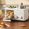 Machine à petit-déjeuner électrique domestique multifonctionnelle 4 en 1 Grille-pain Poêle Mini four Machine à pain et à pizza Cuiseur vapeur Bouilloire