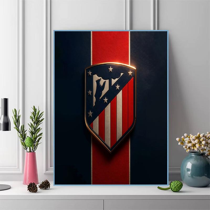 Atletico Madrid Football Crest 100% Round Full Drill 5D DIY Diamond Painting Embroidery Cross Stitch Rhinestone Decor