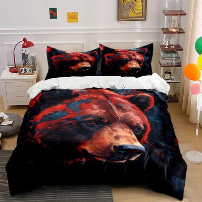 Realistic Brown Bear Face. Bedding Sets Duvet Cover Sets Duvet Covers Pillowcases(1 * Duvet Cover 2 * Pillowcases, Without Duvet Insert)