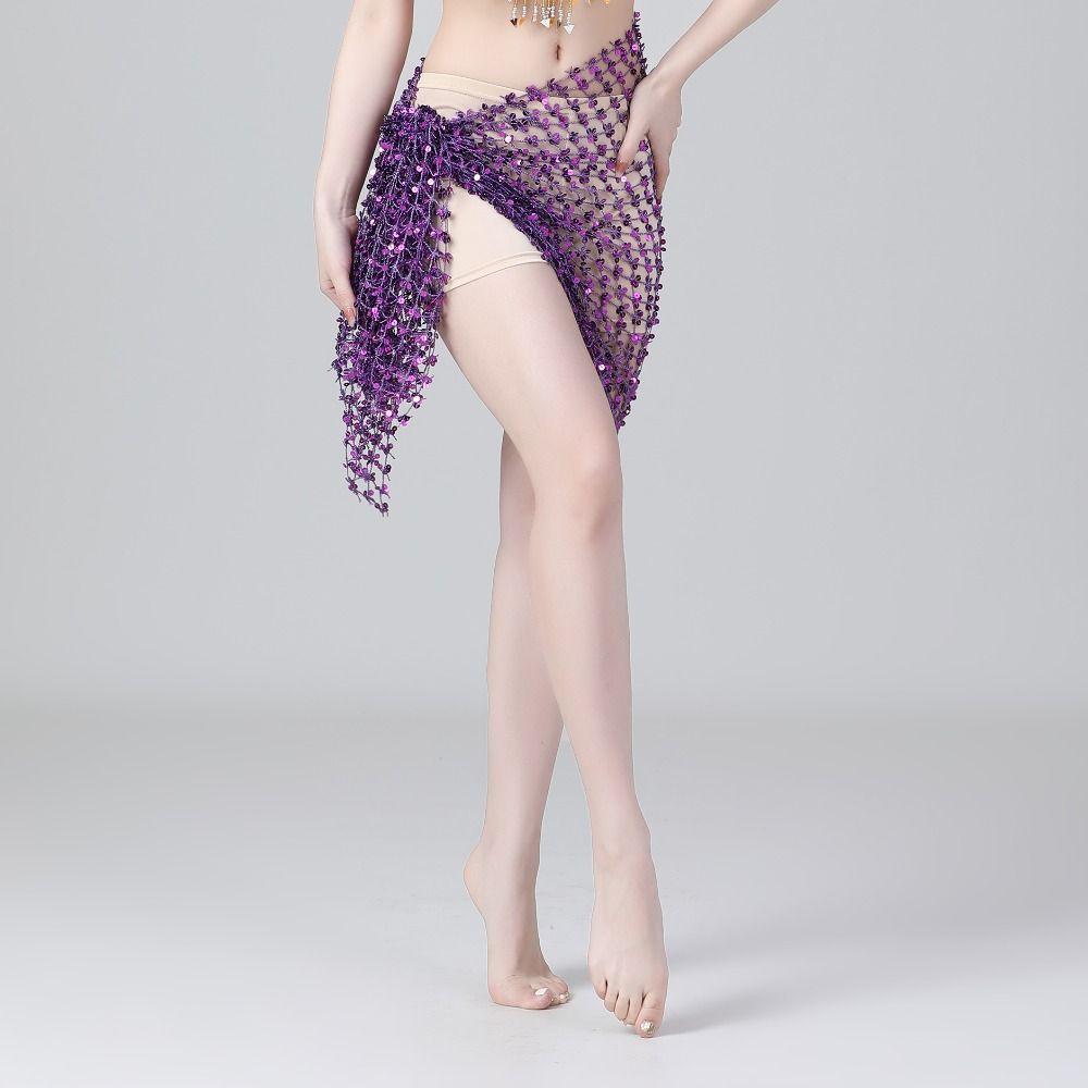 Hollow Out Belly Dance Belt Tassel Belly Dance Costumes Shiny Belly Dancing Scarf  For Women