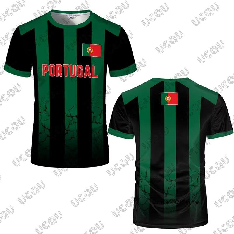 Zomer Nieuw Portugal Vlag Print Voetbalshirt Voor Mannen Vrouwen T-shirt Buiten Ademend Sport O-hals T-shirts Casual Kinderen Tops