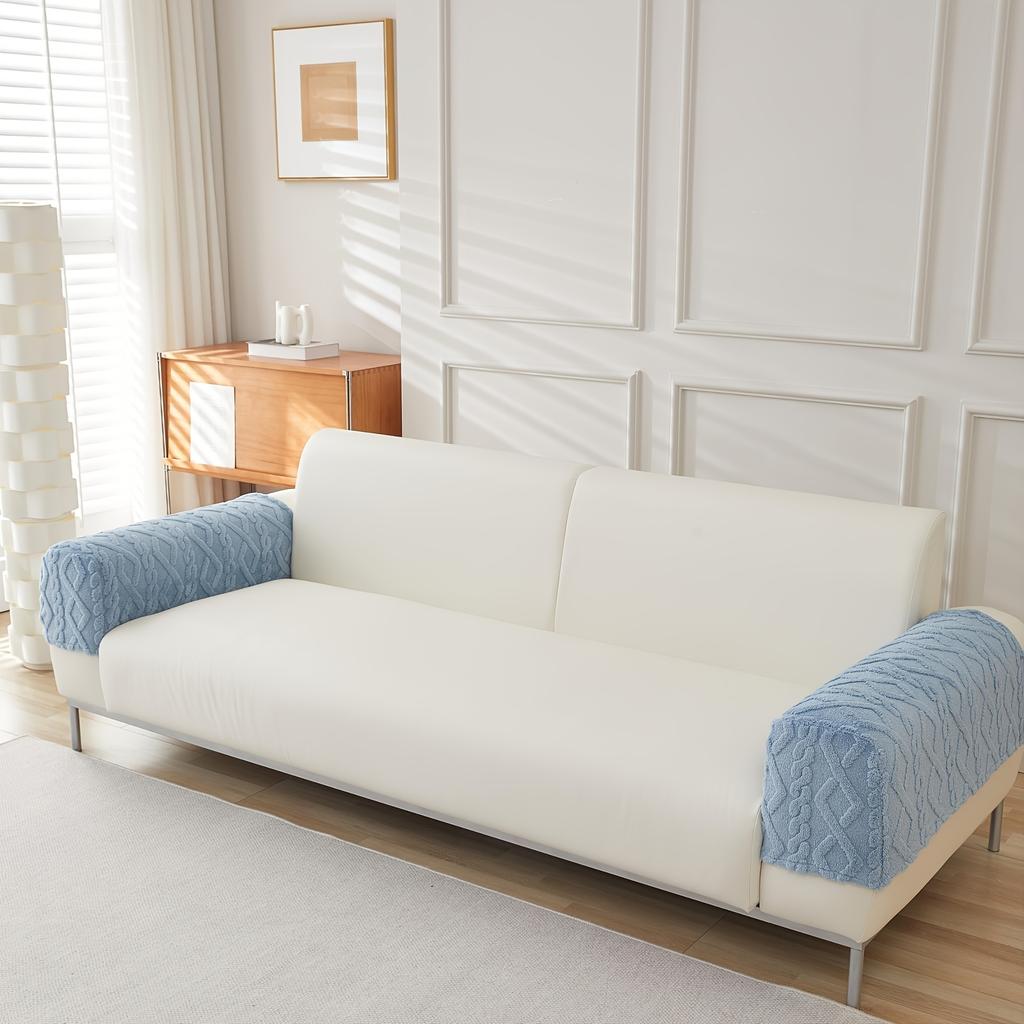 2pcs Velvet Quilted Sofa Covers - Soft Polyester & Spandex Blend, Elastic Fit, Non-Slip &, Machine Washable, Pet-Friendly, Thickened Warmth