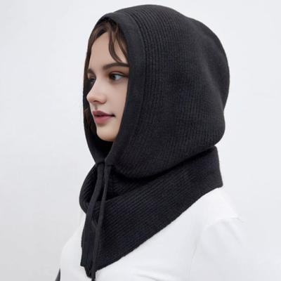 Herren Damen Schal Stola Einfarbig Verstellbarer Kordelzug Kapuzendesign Schal 2 in 1 Winter Outdoor Kapuzenumhang