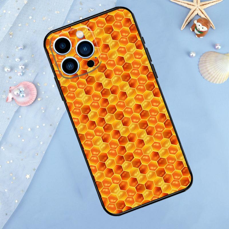 Honeycomb Honey Bee Case For iPhone 17 Pro Max 16 15 14 13 12 11 Pro Max Plus 12 13 Mini 16e 17 Air Back Cover