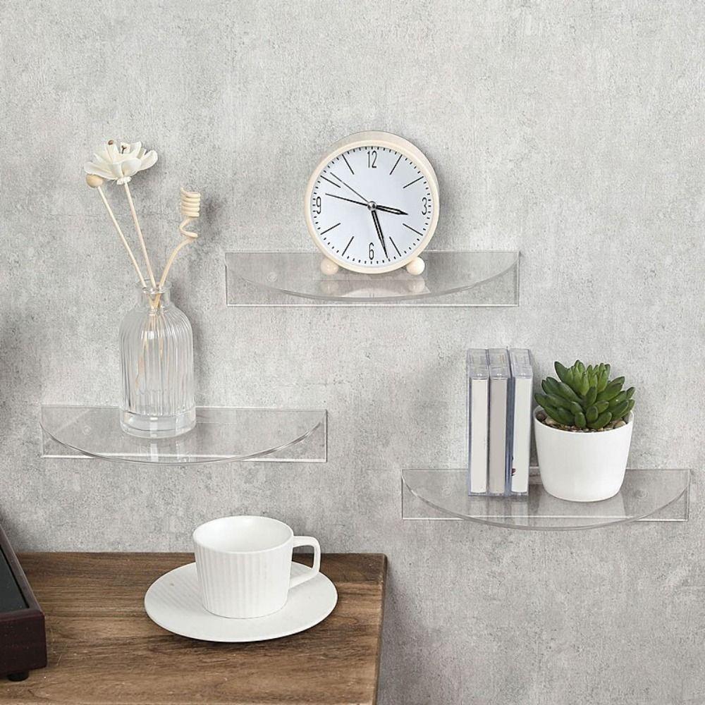 Minimalist Semi-circular Display Rack Wall Mounted Invisible Shelf Model Storage Rack  Living Room