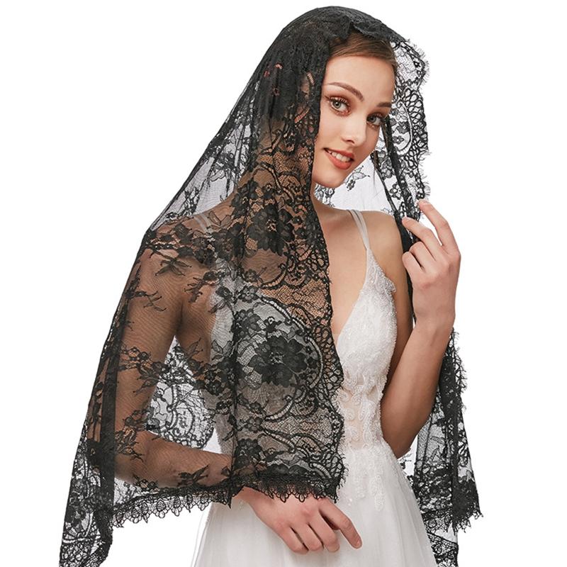 Lace Mantilla Veil Soft & Comfortable Exquisite Floral Design for Head Covering for Women Girls Church Veils for Chapels