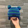 Baby hat autumn and winter striped ear hat cartoon children's warm fleece baby pullover knitted wool hat