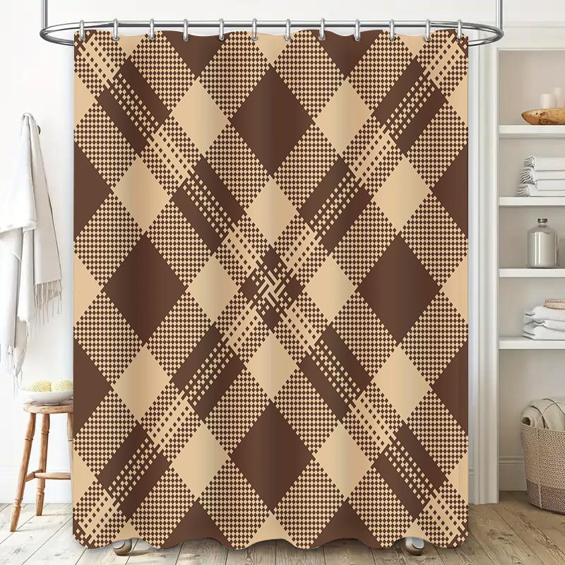 Black Gold Shower Curtain with Diamond Pattern 3D Printed Waterproof Fabric for Bathroom Decor Customize Size (Customizable Siz