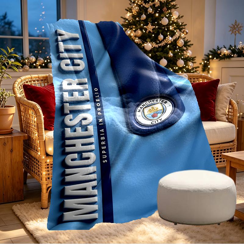 Manchester City FC Print Blanket - Soft & Comfortable, for Bedroom, Travel, Sofa, Home Decoration - Birthday Christmas Gift for Friend