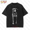 Grim Reaper Chill Out I Came To Party Vintage Oversized T-Shirt N14M