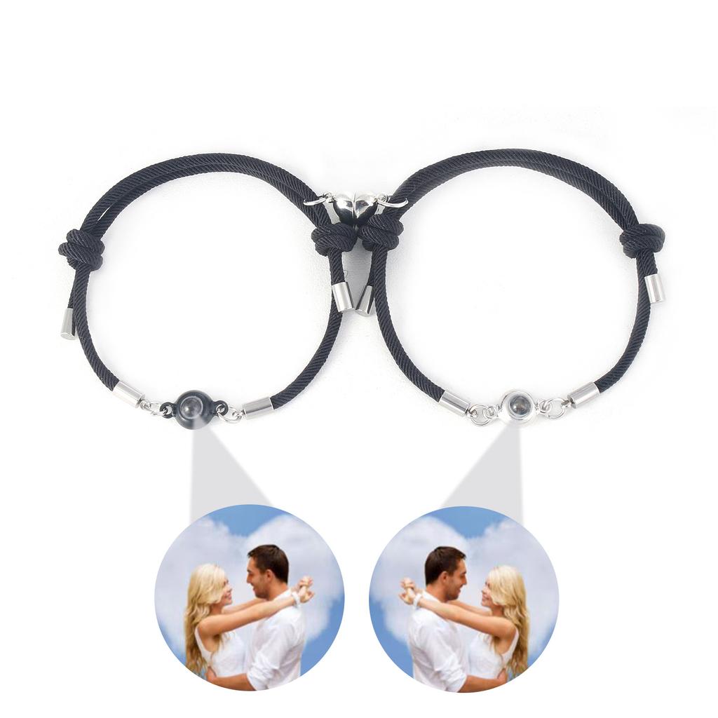 Heart Magnet 100 Languages I Love You Couple Bracelets Set Of 2 For Men Women Friendship Rope Jewelry