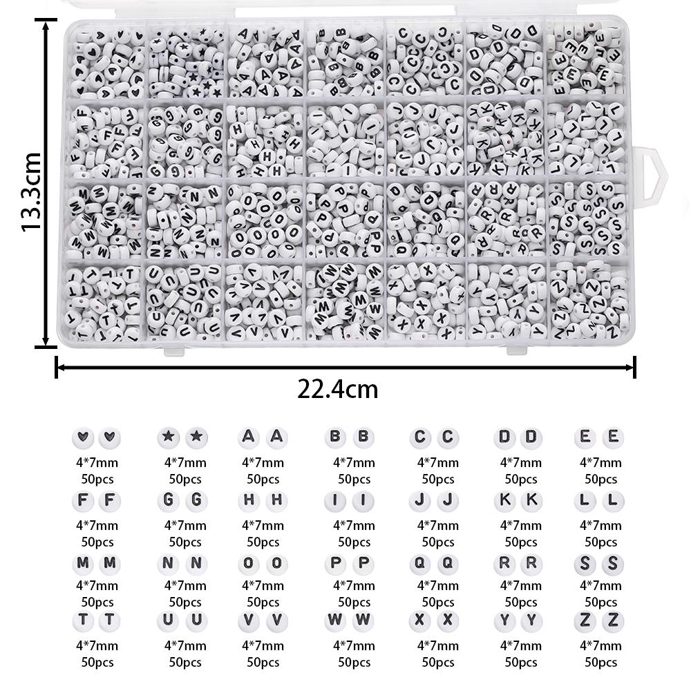 

1400pcs/Box 7mm Letter Beads A- Z Alphabet Acrylic Beads Kits Heart Beads for DIY Bracelet Necklace Jewelry Making Accessories