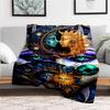 "Colorful Sun & Moon Face Mandala Art Print"Blanket Flannel Throw Blanket for Sofa, Bed, Travel, Camping, Office