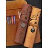 Vintage Treasure Map Roll Pencil Case – Large Capacity Leather Stationery Bag with Embossed Buckle