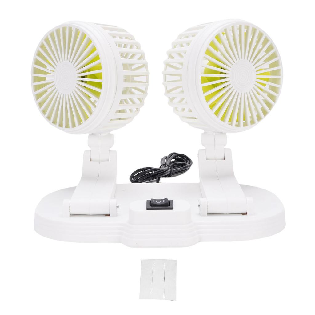 DC 5V USB Car Cooling Fan 2 Speed Wind Quiet 360 Deg Rotatable Portable Dual Head Desk Fan for SUV