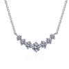 S925 Sterling Silver Moissanite Smile Necklace with Seven Princess Pendants, 2.8 Carat, D Color Clavicle Chain
