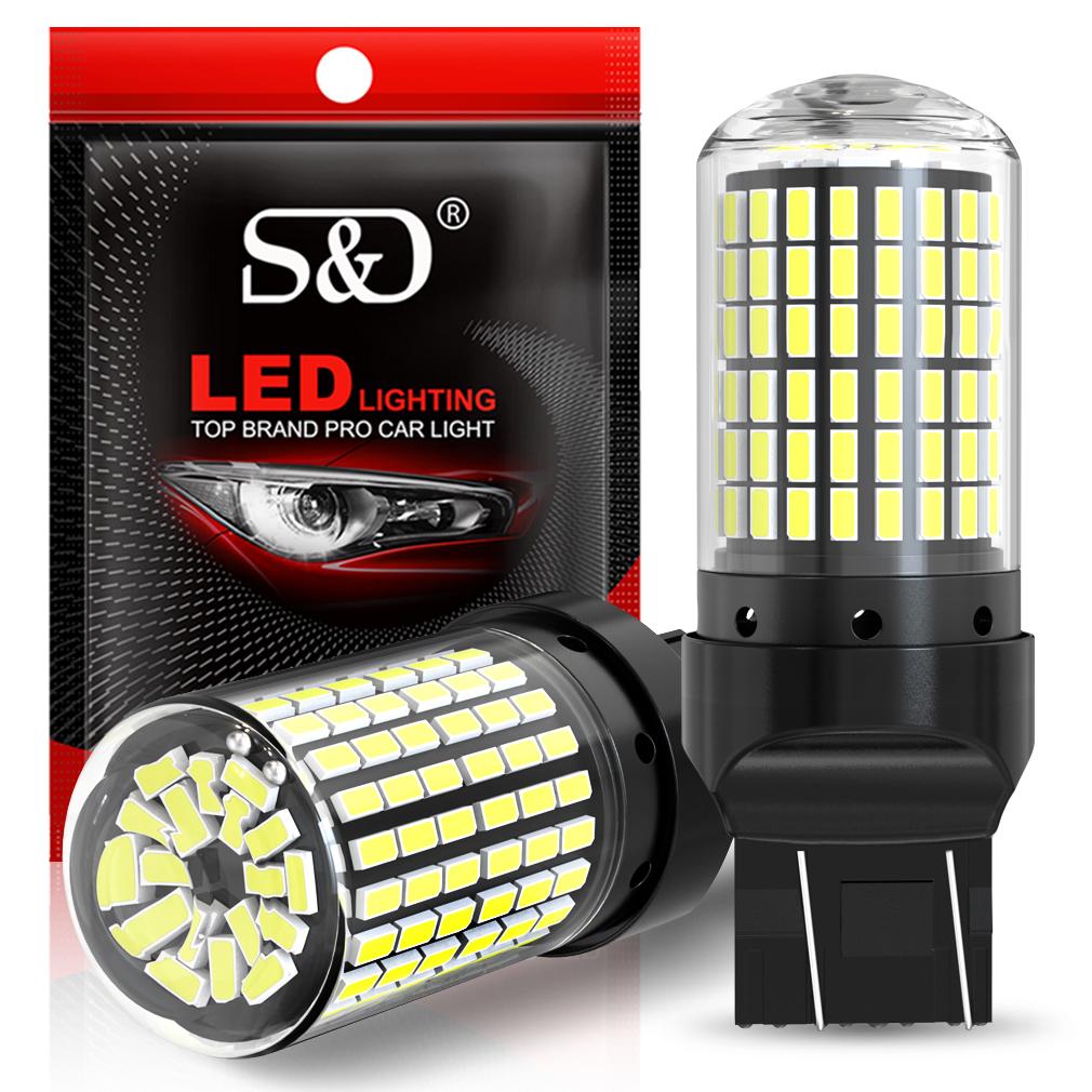 2pcs High Power Car LED Bulbs 1156 BA15S P21W BAU15S PY21W 1157 P21/5W T20 7440 W21W Canbus 144SMD Turn Signal Lamp Brake Reverse Tail Light 12V