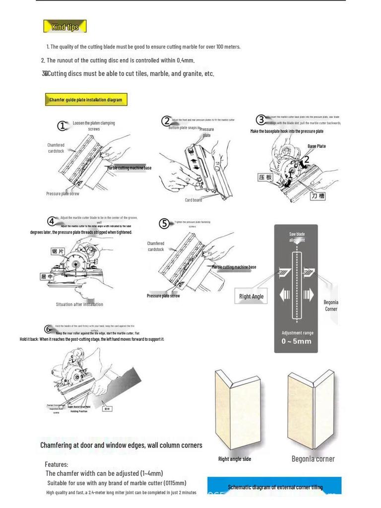 45° Tile Chamfering Tool – Compact, Magnetic Edging Machine