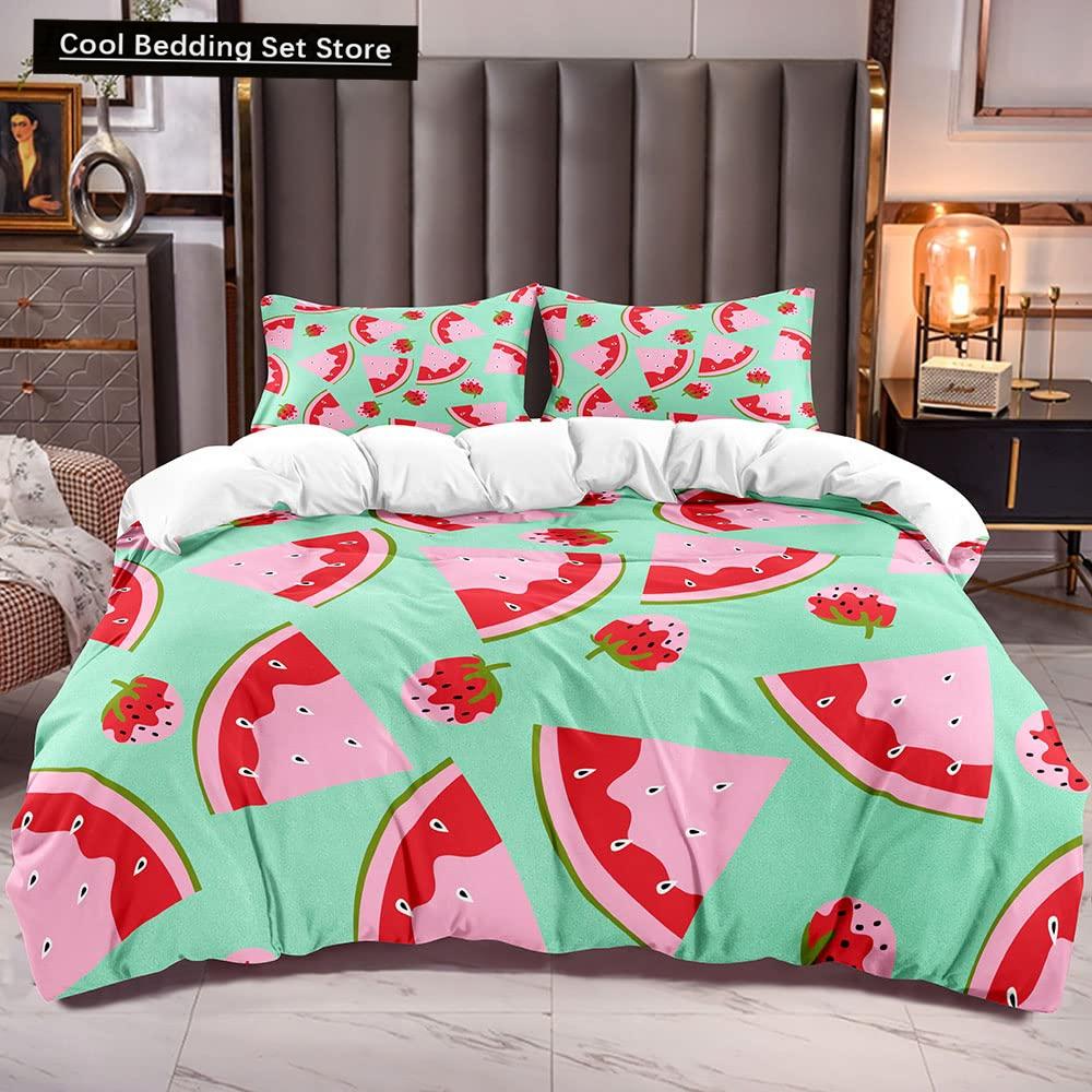 Lemon Fruit King Queen Duvet Cover Summer Cartoon Vegetable Plant Bedding Set for Kids Teens Adults Papaya Polyester Quilt Cover