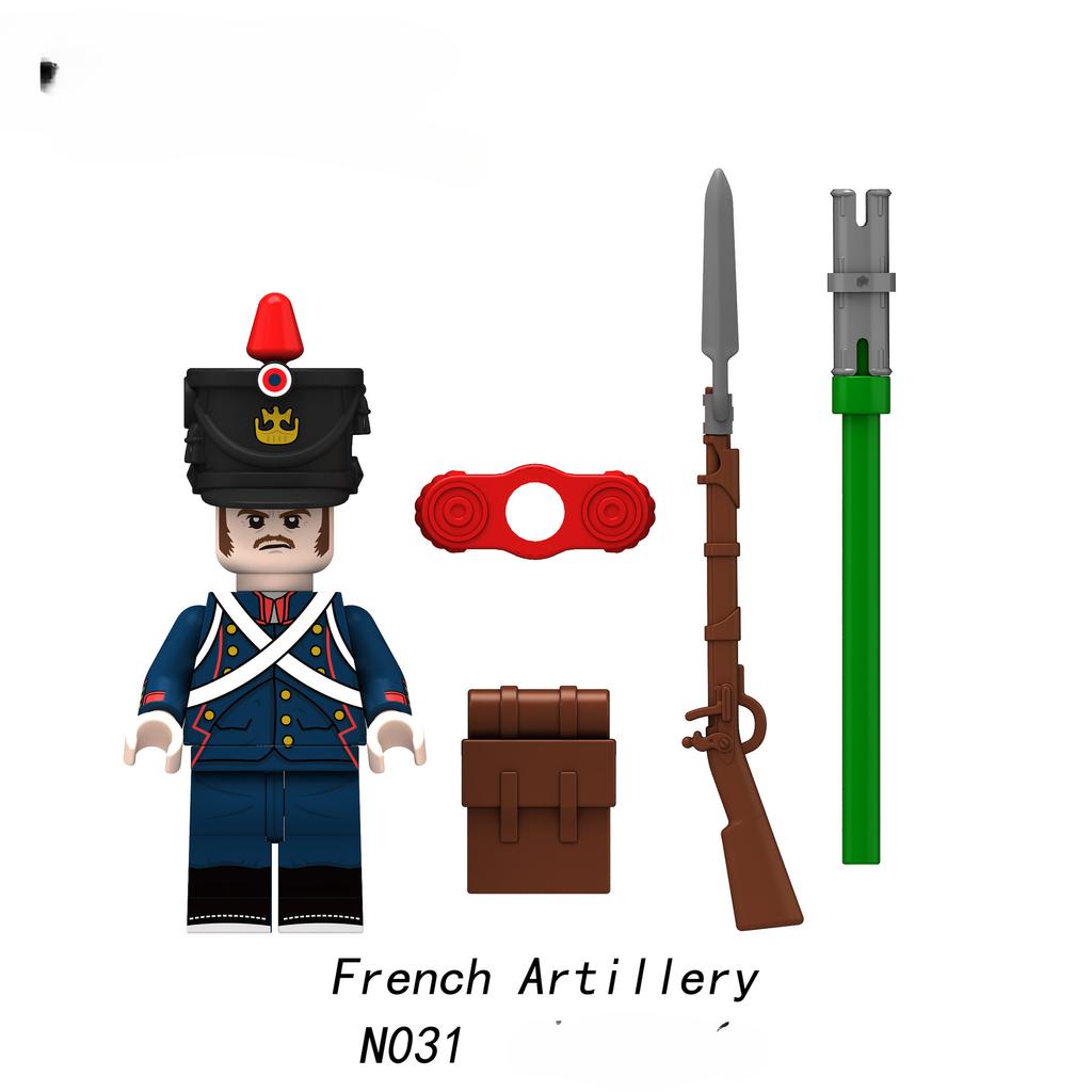 Napoleonské války Vojenští vojáci Stavebnice Miniaturní figurky WW2 Francouzští Britové střelci Pušky Zbraně Hračky pro děti
