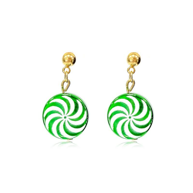 Christmas Candy Earrings Set With Bell Charms Matching Bracelet Women ABS Handmade Festive Jewelry