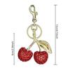 Sparkling 3D Cherry Keychain Charm Bag Accessory Fashionable Rhinestones Fruit Shaped Key Ring Ornament for Women