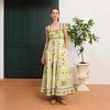 European and American New Linen Loose Waist Suspender Lace Pendulum Dress Women