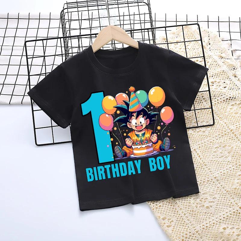 Dragon Ball Birthday Number Printed Tshirt Boys Girls Cartoon Anime Tees Short Sleeve Summer Casual Clothing Loose Tops Gifts