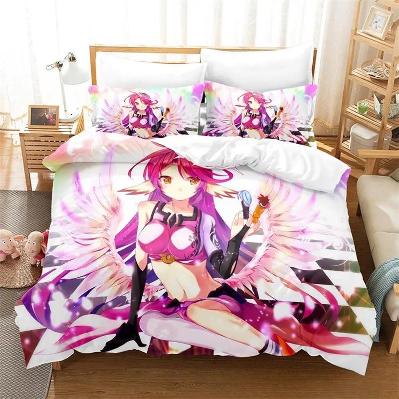 Durable Modern Twin Queen King 3D Print Anime No Game Life Boys Girls Size Bed Adult Quilt