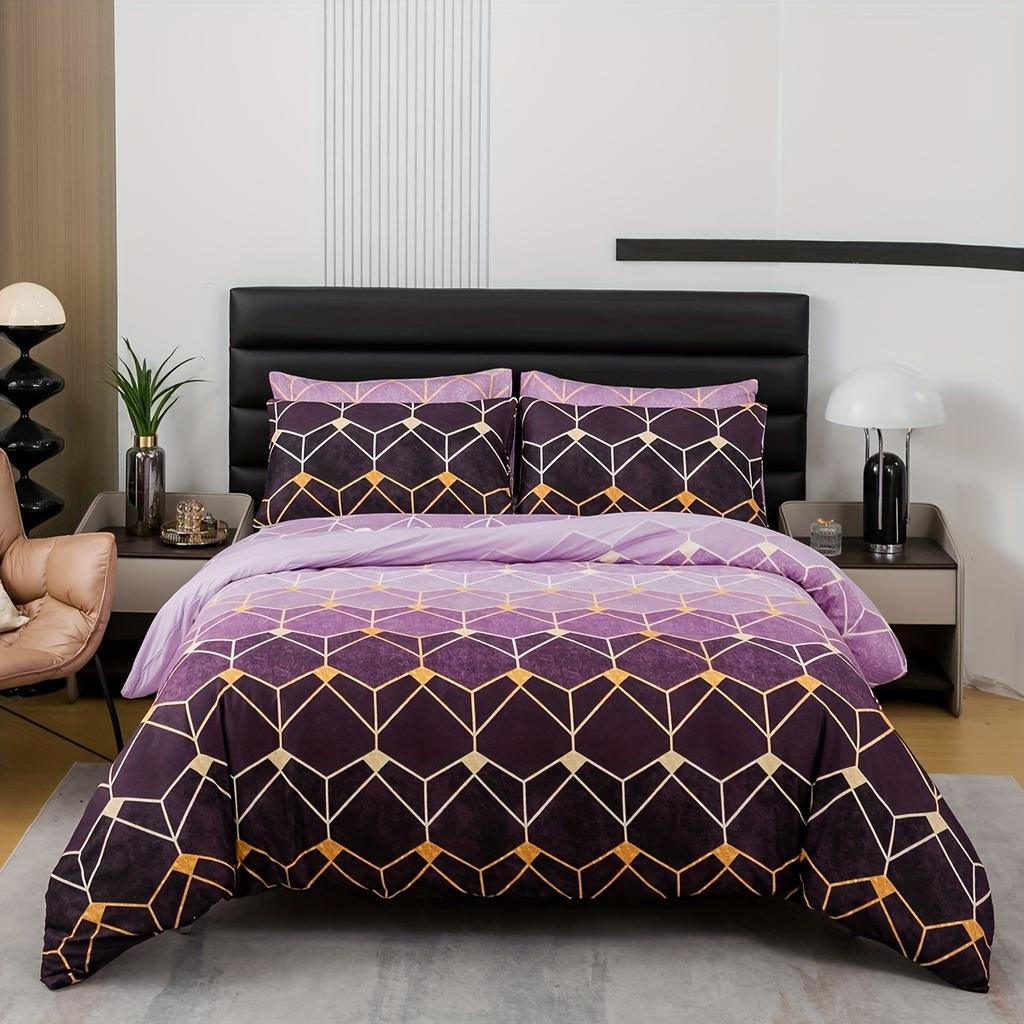 Duvet Cover Set Multicolor Gradient Geometric Pattern Bedding Set Soft Comfortable Duvet Cover For Bedroom Guest Room