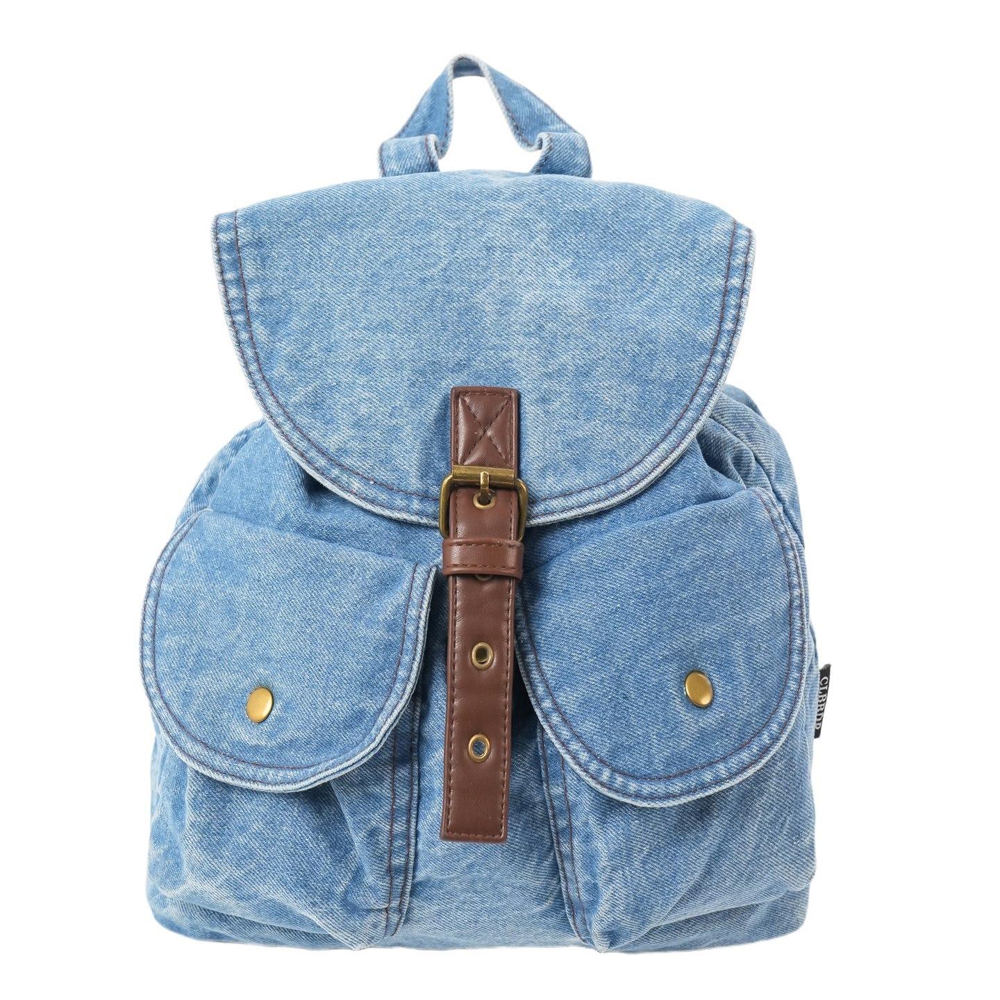 

Large Capacity Denim Backpack Women s Retro Commuter Backpack світло-синій колір