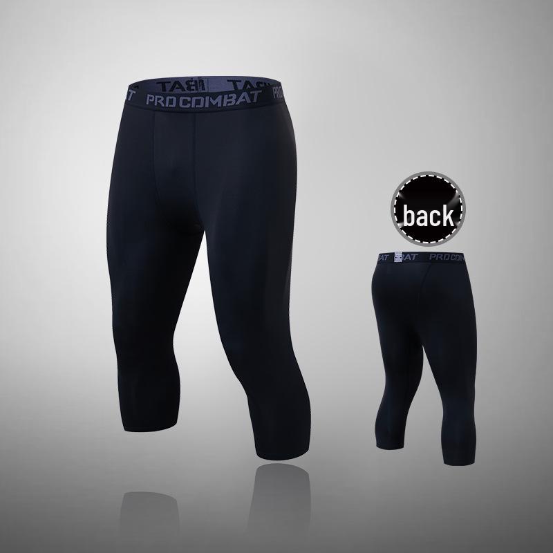 Men's High-Elastic Compression Sports Leggings: Quick-Dry, Long Pants for Running, Basketball & Fitness.