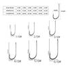 100pcs High Carbon Steel Barbed Fishing Hooks with Ringed Shank, Double Back, Long Shank, Straight Eye for Sea Fishing