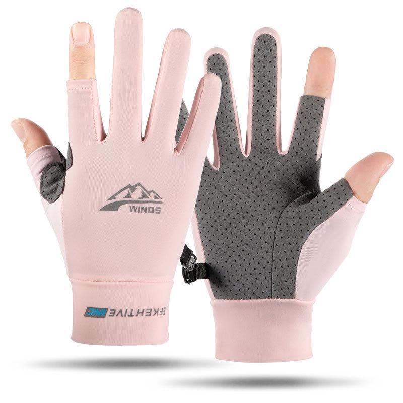Ice Silk Unisex Fingerless Gloves: Lightweight Sun Protection for Outdoor Activities