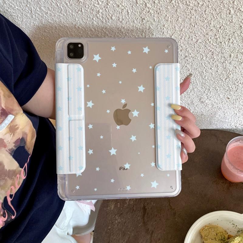 Ins Style Striped Star Flip Case IPad 10th 11th Gen Air 4 5 6 Mini 7 With Sleep Wake Support Drop Protection