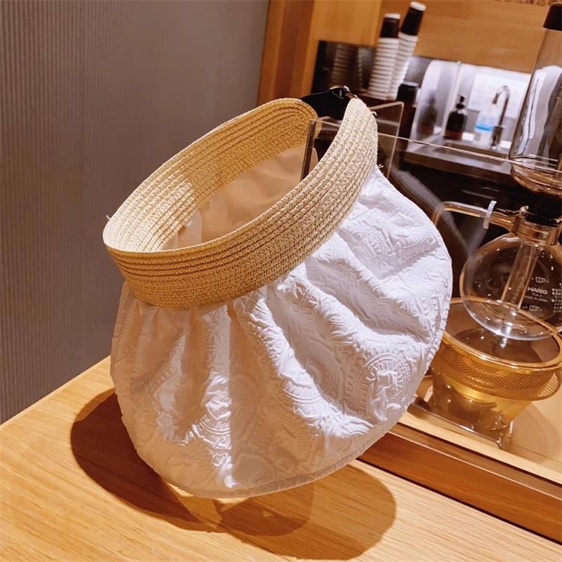 

Summer Shell Sunshade Hats Women Outdoor Beach Hats Soft Foldable Wide Brim Bucket Caps UV Protection Empty Top Sunhat Sun Hat 56-60cm білий