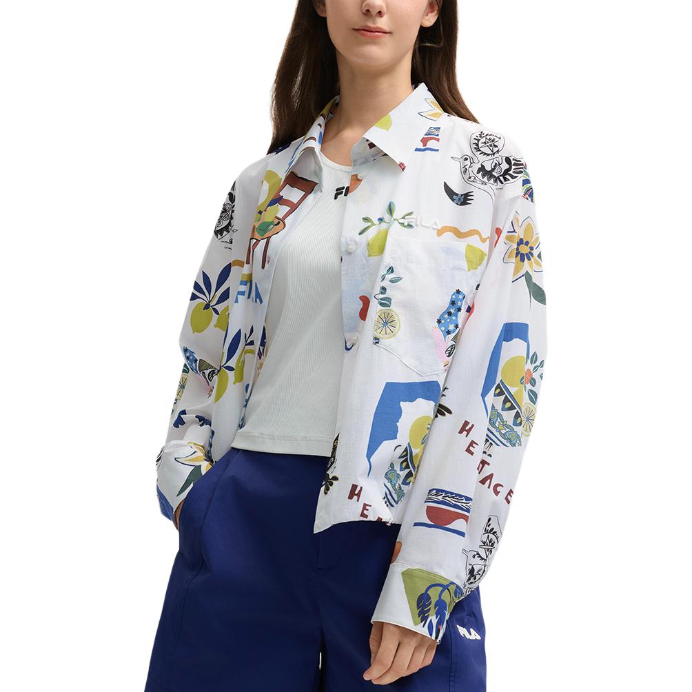 FILA Heritage Casual Long Sleeve Polo Shirt Women tops F11W528702FZA