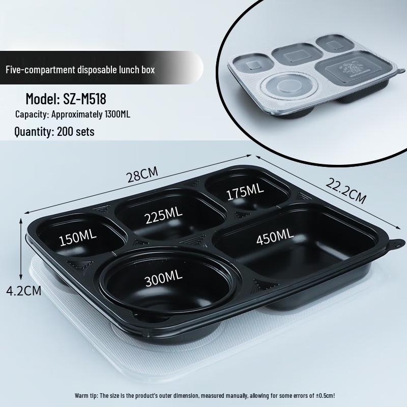 Shixun M518 Divided Takeout Meal Prep Boxes (200 Sets)