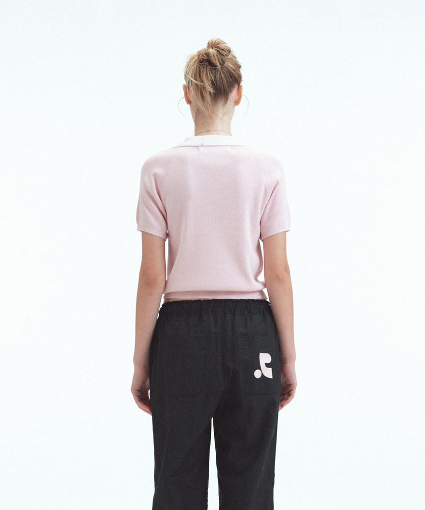 REST&RECREATION V-Neck Collar Knit Top - Pink