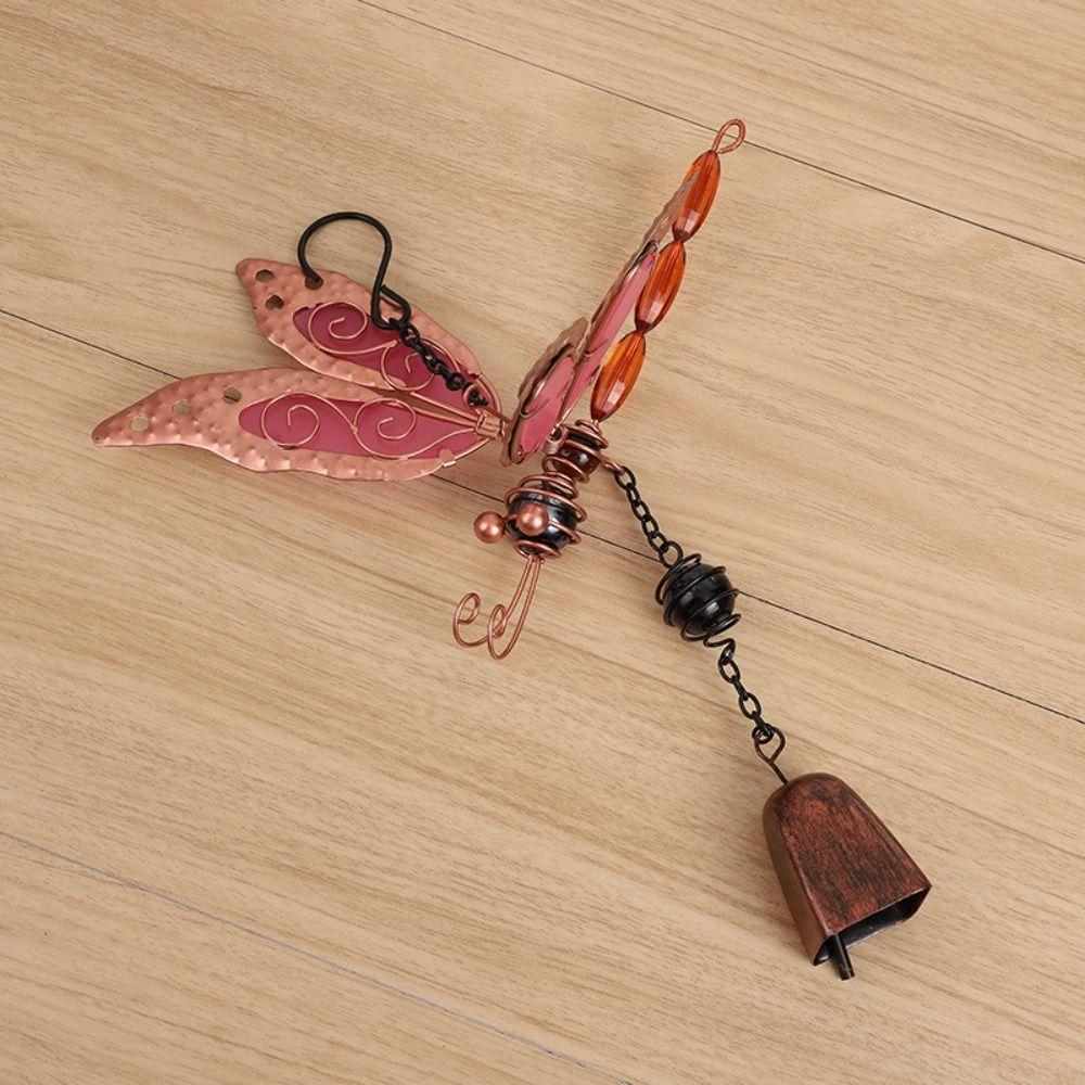 Fluorescent Bell Pendant Metal Hanging Decoration Luminous Dragonfly Wind Chime  Landscape