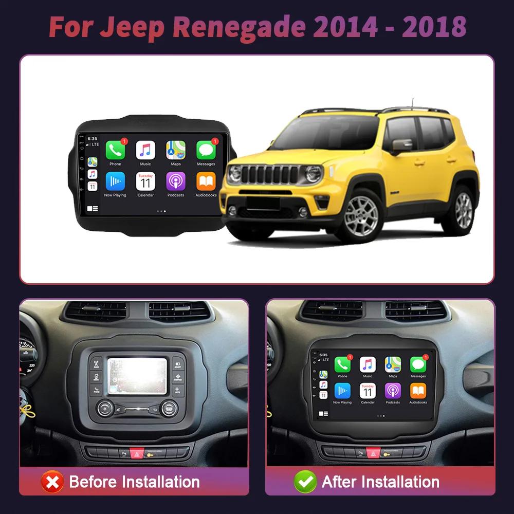 Wireless Multimedia Carplay Stereo Navigation GPS 4G WIFI 9INCH Screen Android Car Radio for Jeep Renegade 2014-2018
